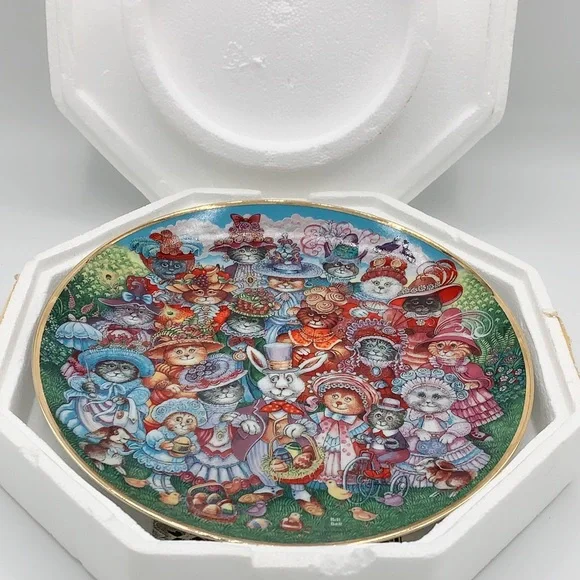 Franklin Mint Easter Purrade -Bill Bell Limited Edition Fine Porcelain Cat Plate - Picture 2 of 4
